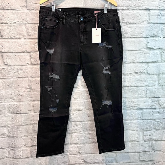 NWT Jag Jeans 16 Mera Low Waist Skinny Ankle Distressed Black Jeans - Picture 3 of 13